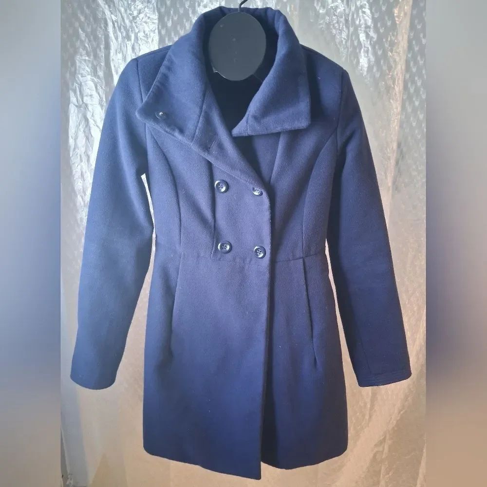 Forever 21 Women's Double-Breasted Navy Pea Coat Sz M